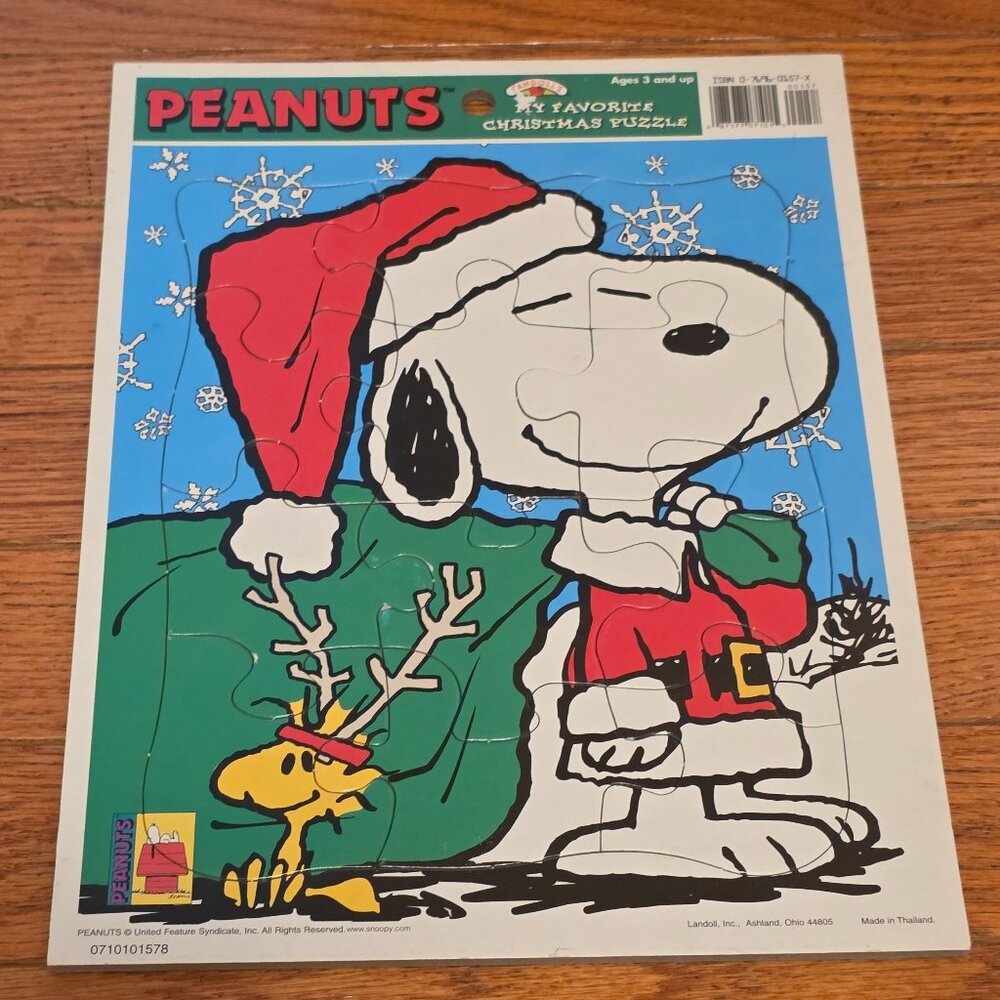 Vintage Puzzle Peanuts My Favorite Christmas Tray Frame
